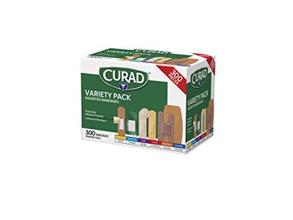 Curad Assorted Bandages Variety Pack 300 Pieces, Including Antibacterial
