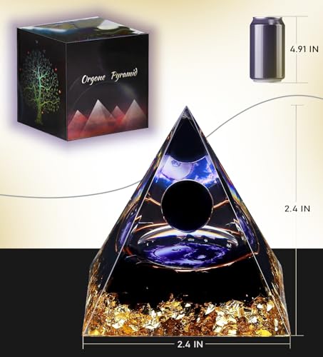Yin Yang Healing Crystal Orgonite Pyramid - Tai Chi with Obsidian Ball - Taiji Reiki Chakra Meditation FENGSHUI-CAISHEN