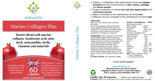 InfiniVit Marine Collagen Plus Blend Capsules - Hair Growth Enhancer with Enriched Vitamin C and Vitamin E 