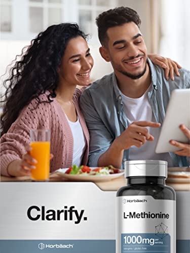 L Methionine 1000mg | 100 Capsules | Non-GMO, Gluten Free | Free Form Supplement Horbäach