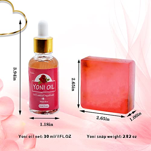 Yoni Soap Bars Vaginal Wash & Natural Yoni Oil Set Of 3, Ph Balance Eliminates Odor for Women