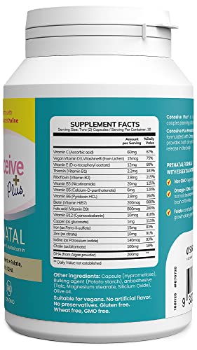 CONCEIVE PLUS Prenatal Vitamins for Women - DHA, Choline + Folate, Healthy Pregnancy