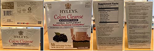 Hyleys Colon Cleanse Tea Blackberry Flavor - 50 Tea Bags (6 Pack - 300 Tea Bags Total) HYLEYS