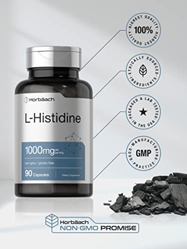 Horbaach L-Histidine 1000mg 90 Capsules | Non-GMO and Gluten Free | Pharmaceutical Horbäach