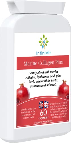 InfiniVit Marine Collagen Plus Blend Capsules - Hair Growth Enhancer with Enriched Vitamin C and Vitamin E InfiniVit