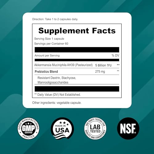 Akkermansia Muciniphila Probiotics for Digestive Health - 5 Billion TFU Akkermansia Probiotic UpNourish