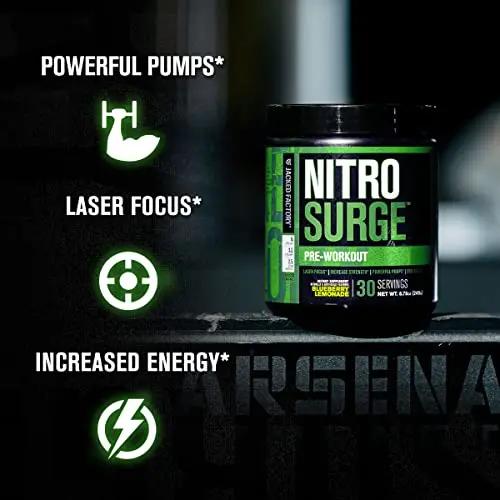Jacked Factory Nitrosurge Pre-Workout in Sour Peach Rings & Creatine Monohydrate for Men & Women