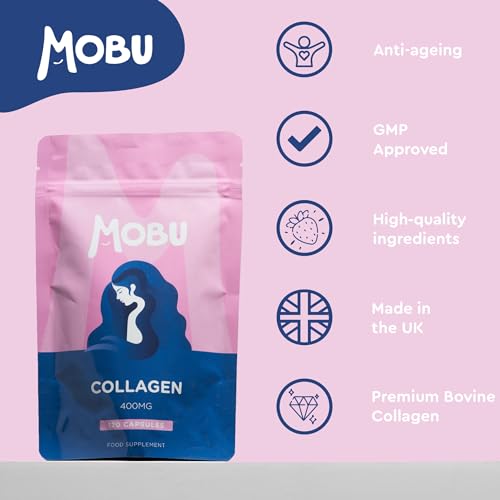 Hydrolysed Collagen 400mg 120 Capsules | Hair, Skin and Joint Health Supplement | Bovine Collagen for Women & Men MOBU