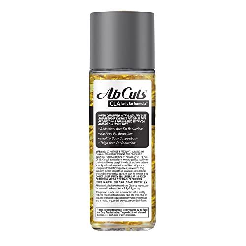 Ab Cuts CLA Belly Fat Formula - 80 Easy-to-Swallow Softgels - Omega 3 Fish Oil, Flaxseed AbCuts