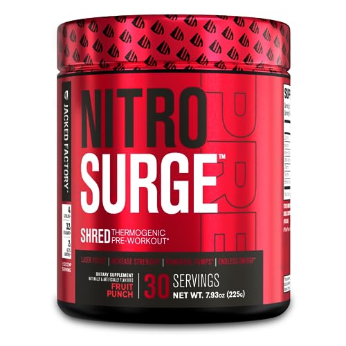 Jacked Factory NITROSURGE Shred Pre Workout Supplement - Energy Booster, Instant