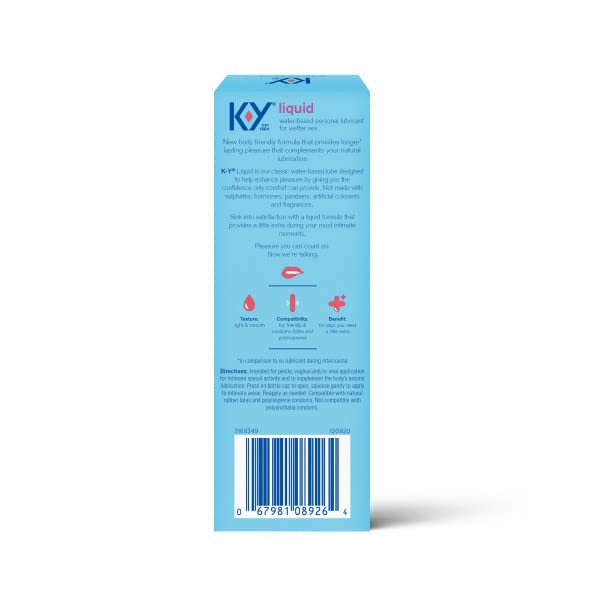 K-Y Liquid Personal Lubricant, Natural Feeling Water Based Lube For Women, Men & Couples K-Y