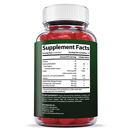 Justified Laboratories ACV for Health Keto ACV Gummies 1000MG with Pomegranate Juice Justified Laboratories