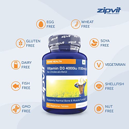 Vitamin D 4000iu 360 Micro Tablets. Vegetarian Society Approved. 12 Months Supply Zipvit