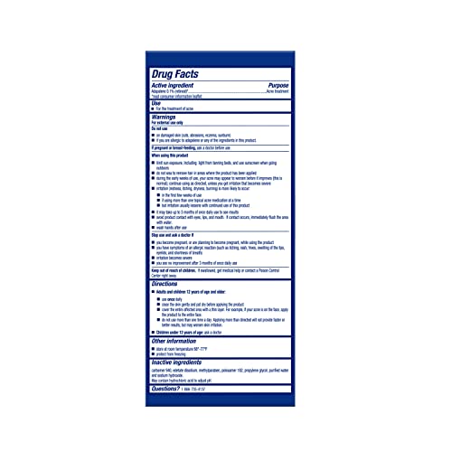 Differin Acne Treatment Gel, 90 Day Supply, Retinoid Treatment For Face Differin