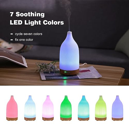 Coolego Ceramic Diffuser, 100ml Essential Oil Diffuser Ultrasonic Cool Mist Aromatherapy Diffuser