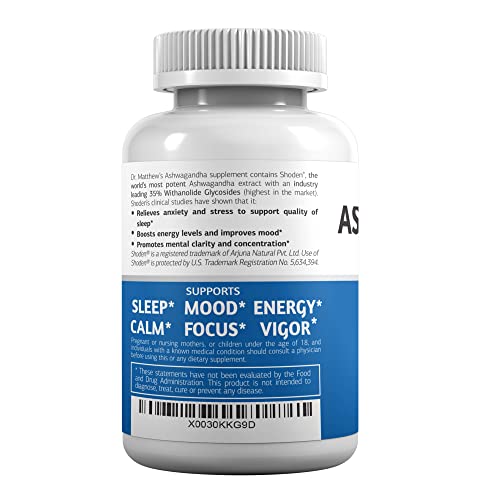 Aswagandha Vitamin Stress Relief Supplement. Cortisol Blocker Ashwagandha Capsules Dr. Matthew