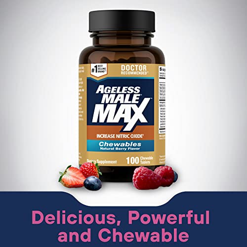 Ageless Male Max Chewable Nitric Oxide Booster Supplement for Men – High Potency New Vitality