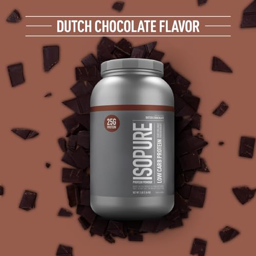 Isopure Dutch Chocolate Whey Isolate Protein Powder with Vitamin C & Zinc for Immune Isopure
