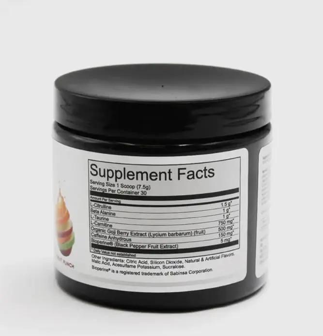 JML PreWorkout Includes GOGI Berry