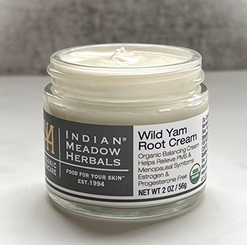 Indian Meadow Herbals Wild Yam Root Cream (2oz) - Organic Balancing Cream for PMS & Menopause Relief Indian Meadow Herbals