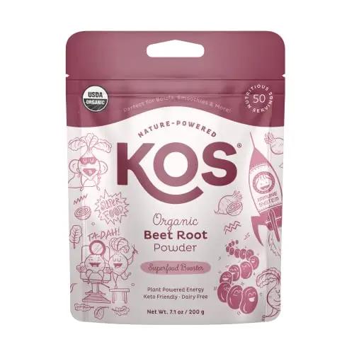 KOS Organic Beet Root Powder, USDA Certified - Natural Nitric Oxide Booster, Superfood
