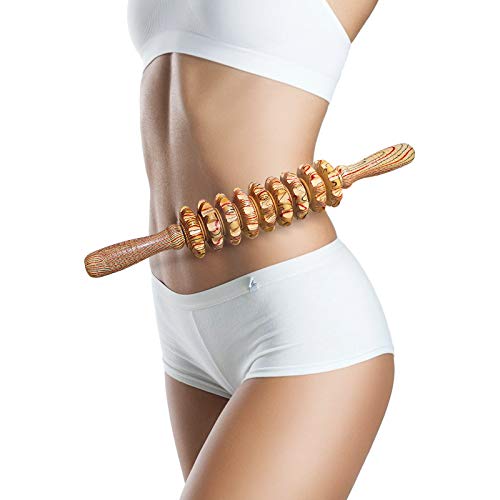 Deston Wooden Massager Handheld Roller Trigger Point Massager Stick for Fascia, Cellulite Deston