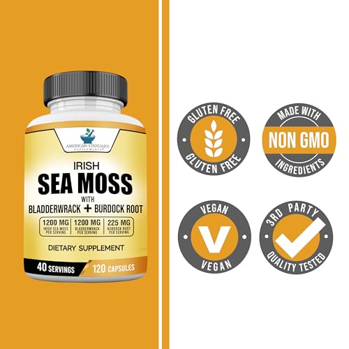 American Standard Supplements Irish Sea Moss 1200mg, Bladderwrack 1200mg American Standard Supplements