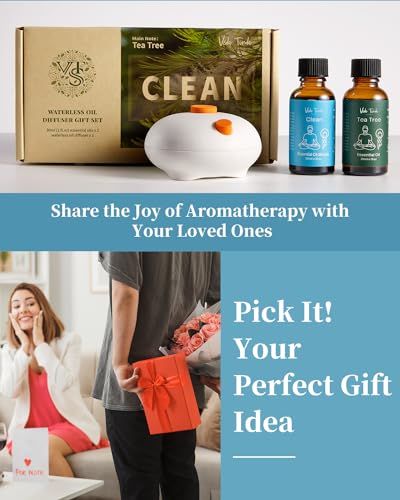 VTS Waterless Diffuser with Essential Oils Set, Tea Tree Essential Oil Aromatherapy Gift Set