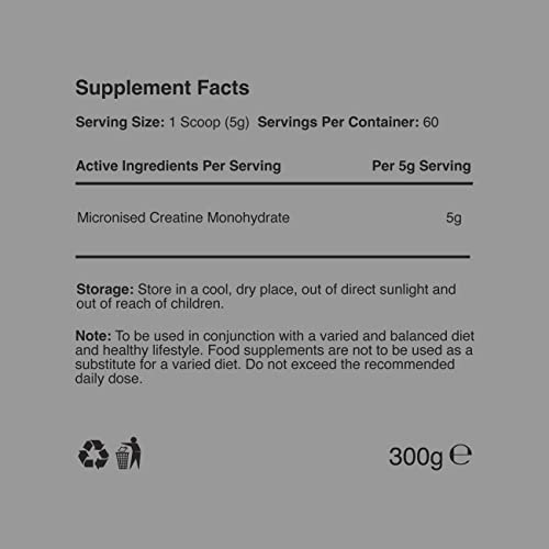 Warrior Creatine Monohydrate Powder – 300g – Micronised for Easy Mixing 