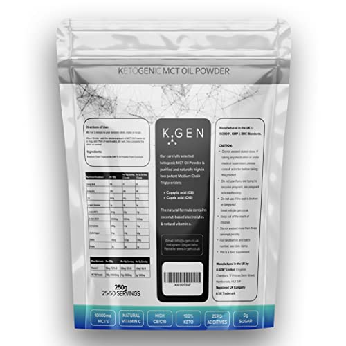 Keto MCT Oil Powder Pure Coconut MCT Keto Coffee Creamer | Premium Quality C8 Easily Absorbed & Digested - Ideal for Paleo & Vegan Diets K GEN ketogenic enhancement