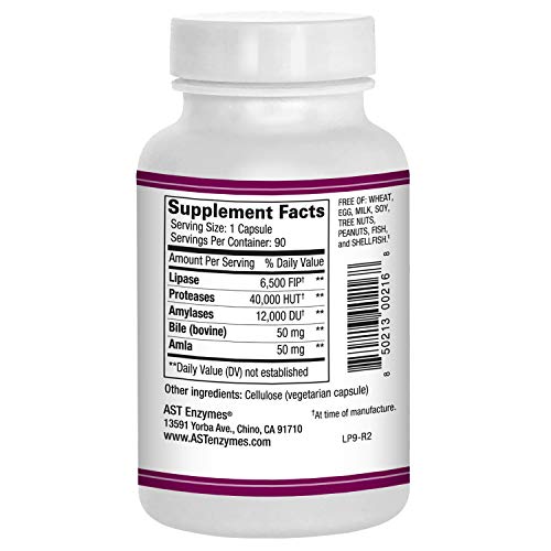AST Enzymes Lipase-HP Plus – 90 Vegetarian Capsules - Fat Digestion Support – Keto Diet AST Enzymes