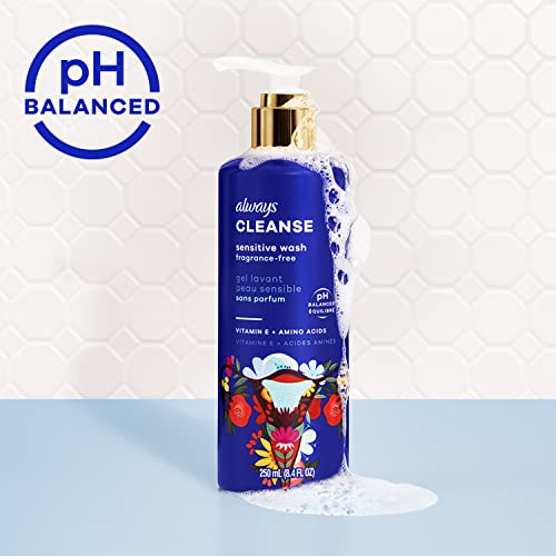 Always Cleanse Feminine Intimate Wash For Women, Ph Balanced For Sensitive Skin, Fragrance-Free Always