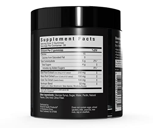 Cybergenics Pre Workout Gummies, Supports Energy Levels, Boosts Performance, Beta Alanine, Green Tea Extract, Nootropic Blend for Focus, Natural Beet Root, Blue Raspberry, 60 Gummies, 30 Servings