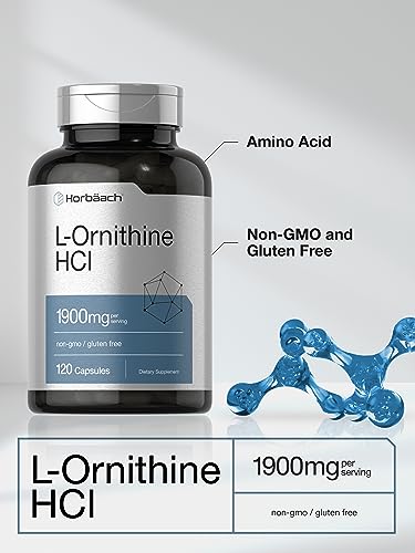 L Ornithine HCl | 1900mg | 120 Capsules | Non-GMO & Gluten Free Supplement Horbäach