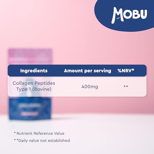 Hydrolysed Collagen 400mg 120 Capsules | Hair, Skin and Joint Health Supplement | Bovine Collagen for Women & Men MOBU