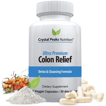 CRYSTAL PEAKS NUTRITION Natural Colon Cleanser Capsules for Constipation Relief 