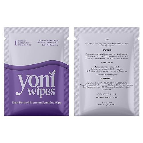 Yoni Wipes - 30 Count Biodegradable & Flushable Feminine Wipes, pH-Balanced, Aloe Vera & Vitamin E Yoni Wipes