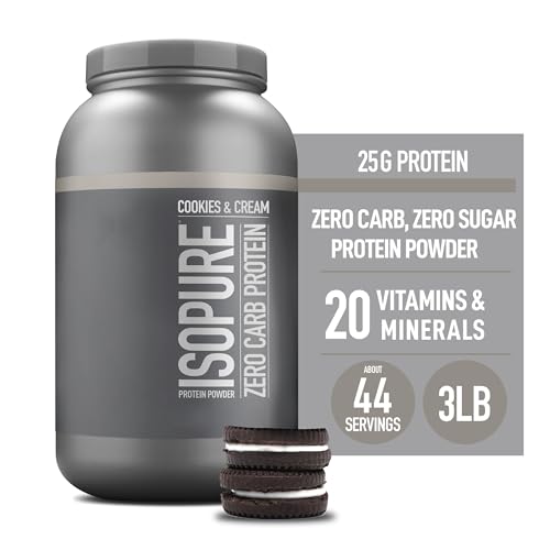 Isopure Protein Powder, Zero Carb Whey Isolate with Vitamin C & Zinc for Immune Support Isopure