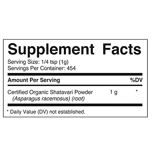 Vitamatic Certified USDA Organic Shatavari Powder 1 Pound (16 Ounce)