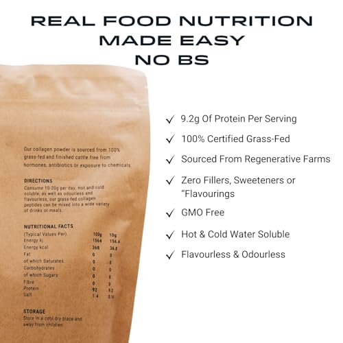 APE Nutrition Collagen Powder Peptides - Type 1 & 3 Bovine Collagen Protein, 100% Grass-Fed & Finished, Ancestral Supplement UK A | P | E