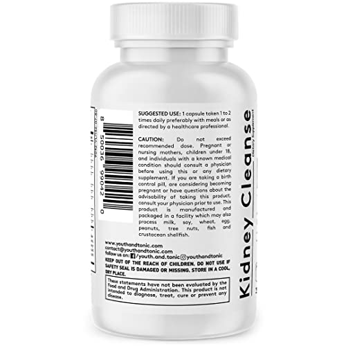 Youth & Tonic Kidney Cleanse Detox for Residual Metabolic Waste & Excess Body Water