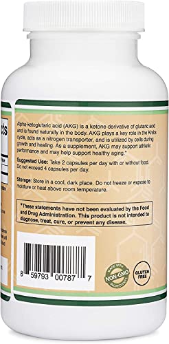 AKG Supplement (Alpha Ketoglutaric Acid) 1,000mg Per Serving (180 Capsules) Different Double Wood Supplements