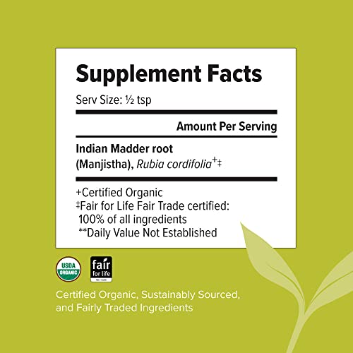 Banyan Botanicals Manjistha Powder, Spice Jar - USDA Organic - Rubia cordifolia - Cleanses Banyan Botanicals