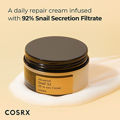 COSRX Snail Mucin 92% Moisturizer 3.52oz/ 100g, Daily Repair Face Gel COSRX