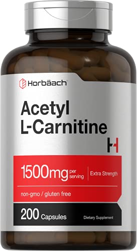 Acetyl L-Carnitine 1500mg | 200 Capsules | Extra Strength ALCAR Supplement | Non-GMO