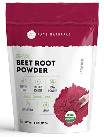 Kate Naturals Beet Root Powder for Baking & Smoothies (8oz) USDA Organic Beetroot Powder