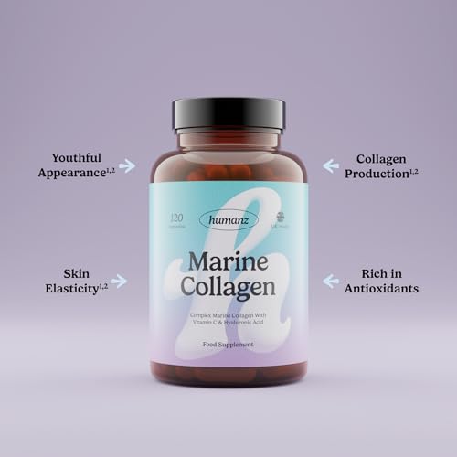 Humanz Collagen Capsules - Marine Collagen with Vitamin C - Collagen Supplements for Women & Men Humanz