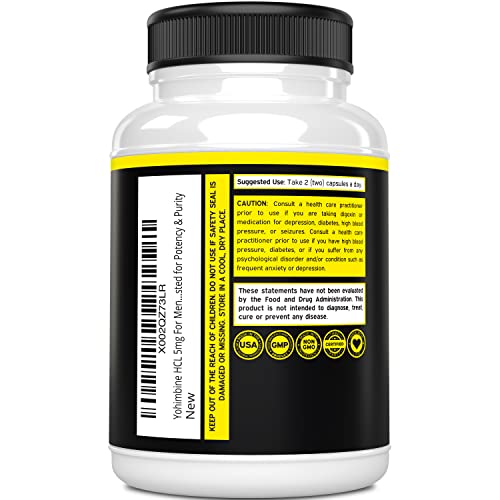 Yohimbine HCL 5mg For Men and Women (270 Capsules) - More Potent Than Yohimbe DORADO NUTRITION