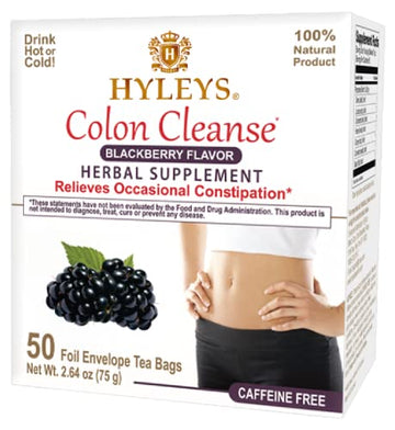 Hyleys Colon Cleanse Tea Blackberry Flavor - 50 Tea Bags (1 Pack)
