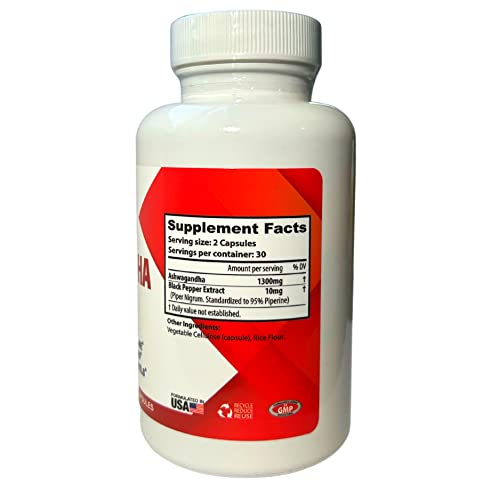 Aulona Care Ashwagandha with Black Pepper 1300mg for Healthy Adrenaline, Stress Relief Aulona Care